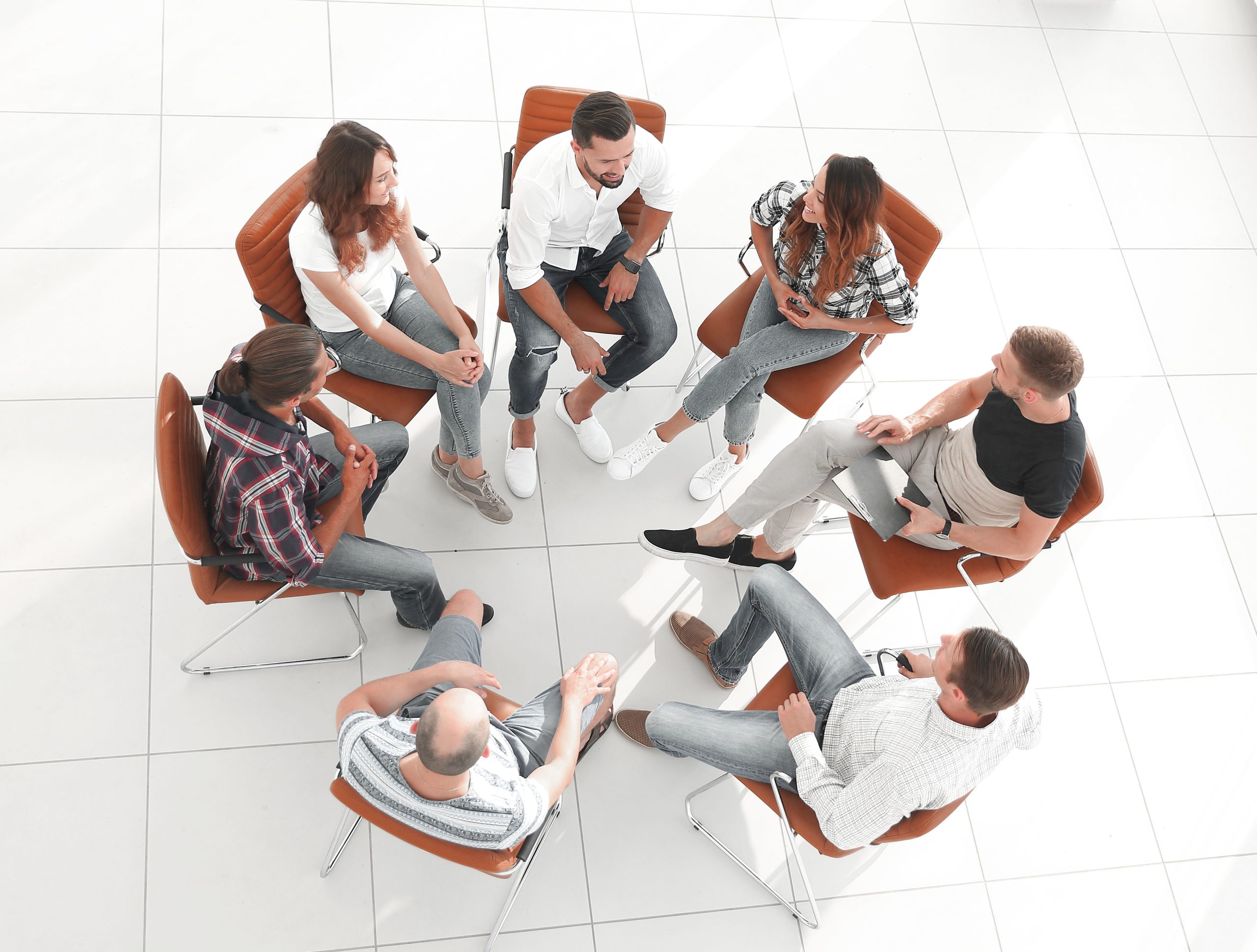 creative team sitting in class for team building